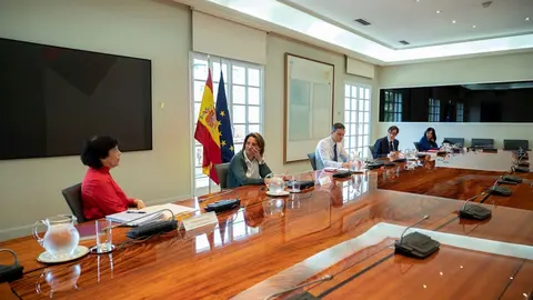 El presidente del Gobierno, Pedro S&aacute;nchez, se re&uacute;ne con los presidentes auton&oacute;micos por videoconferencia, en Madrid (Espa&ntilde;a) a 14 de junio de 2020. 
