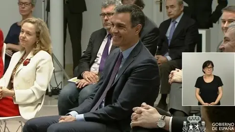 Pedro S&aacute;nchez durante la presentaci&oacute;n del plan.