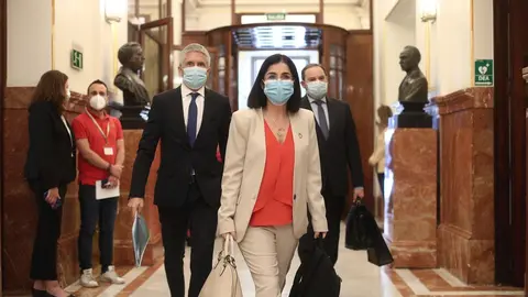 La ministra Carolina Darias, llegando al Congreso en una imagen de archivo, junto a Fernando Grande Marlaska y Jos&eacute; Luis &Aacute;balos.