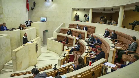La consejera de Presidencia, Paula Fern&aacute;ndez, en el Pleno del Parlamento