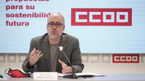 El secretario general de CCOO, Unai Sordo, durante la presentaci&oacute;n del informe Turismo 20.20, en Madrid (Espa&ntilde;a), a 15 de junio de 2020.
