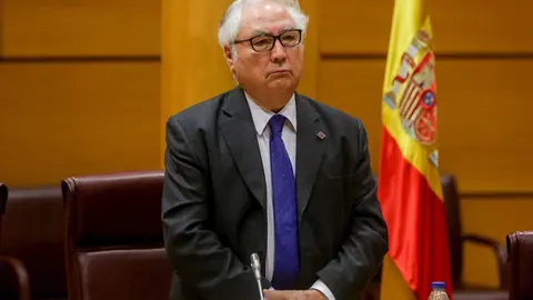 El ministro de Universidades, Manuel Castells, guarda un minuto de silencio antes de comparecer en el Senado el pasado 22 de junio.
