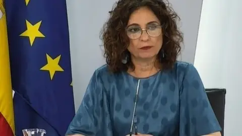 La ministra protavoz Mar&iacute;a Jes&uacute;s Montero, durante la rueda de prensa posterior al Consejo de Ministros del 14 de julio de 2021.
