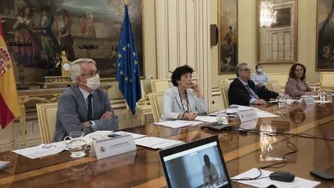 La ministra de Educaci&oacute;n y Formaci&oacute;n Profesional, Isabel Cela&aacute;, durante la reuni&oacute;n telem&aacute;tica con los consejeros auton&oacute;micos en la Conferencia Sectorial de Educaci&oacute;n.