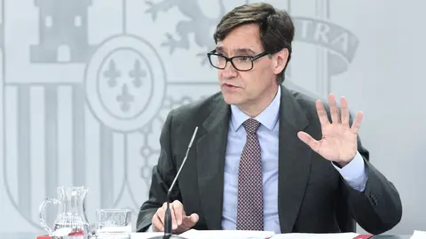 El ministro de Sanidad, Salvador Illa, comparece en rueda de prensa posterior al Consejo de Ministros celebrado en Moncloa, Madrid (Espa&ntilde;a), a 14 de julio de 2020.