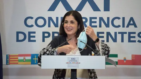 La ministra de Pol&iacute;tica Territorial y Funci&oacute;n P&uacute;blica, Carolina Darias, en la Conferencia de Presidentes en San Mill&aacute;n de la Cogolla, La Rioja