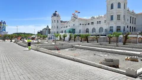 Obras en la Plaza de Italia, tanque de tormentas, Sardinero