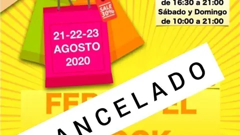 Cartel de la cancelaci&oacute;n de la Feria de Stock