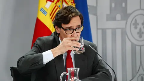 El ministro de Sanidad, Salvador Illa, durante su comparecencia ante los medios tras la Conferencia multisectorial. En Madrid, (Espa&ntilde;a), a 27 de agosto de 2020.