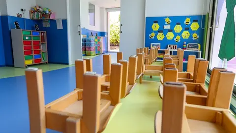 Aula escolar vac&iacute;a.