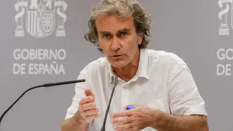 El director del Centro de Coordinaci&oacute;n de Alertas y Emergencias Sanitarias, Fernando Sim&oacute;n, ofrece una rueda de prensa para informar de la evoluci&oacute;n del Covid-19, en la Sede del Ministerio de Sanidad, en Madrid (Espa&ntilde;a) a 31 de agosto de 2020.