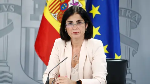 La ministra de Pol&iacute;tica Territorial y Funci&oacute;n P&uacute;blica, Carolina Darias, en rueda de prensa en el Palacio de la Moncloa.