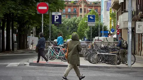 Bicicletas aparcadas en Pamplona, Navarra