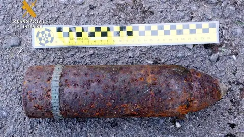 Proyectil de la Guerra Civil hallado en San Pedro del Romeral