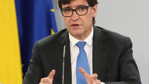 El ministro de Sanidad, Salvador Illa, interviene durante la rueda de prensa posterior a la reuni&oacute;n interministerial conjunta de Educaci&oacute;n y Sanidad donde han analizado el inicio del curso escolar. En Madrid, (Espa&ntilde;a), a 24 de septiembre de 2020.