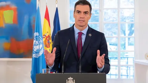 El presidente del Gobierno, Pedro S&aacute;nchez, durante su discurso telem&aacute;tico de la ONU