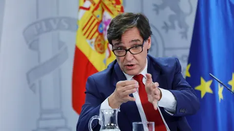 El ministro de Sanidad, Salvador Illa, comparece en rueda de prensa telem&aacute;tica en Moncloa, para informar de la evoluci&oacute;n de la COVID-19, en Madrid (Espa&ntilde;a), a 28 de septiembre de 2020.