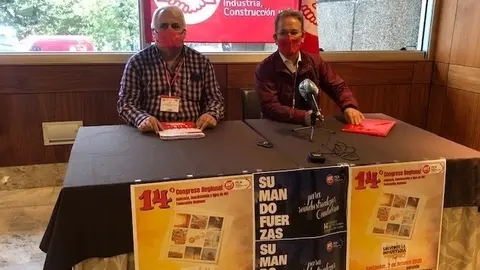 El secretario general de FICA-UGT Cantabria, Luis D&iacute;ez, y su hom&oacute;logo nacional, Pedro Luis Hojas