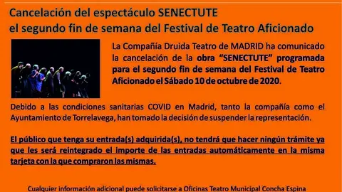 Aviso de cancelaci&oacute;n de obra en el TMCE