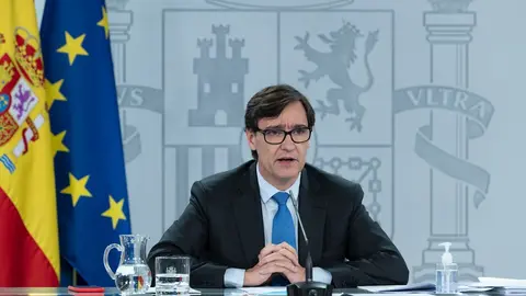 El ministro de Sanidad, Salvador Illa, ofrece una rueda de prensa telem&aacute;tica tras la reuni&oacute;n del Consejo Interterritorial del Sistema Nacional de Salud (CISNS), en Moncloa, Madrid (Espa&ntilde;a) a 30 de septiembre de 2020. En su comparecencia, ha anunciado que 