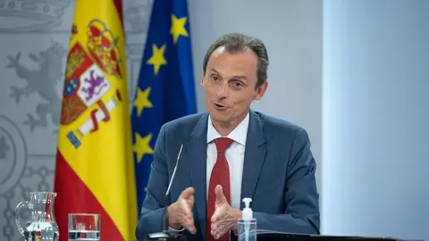 El ministro de Ciencia e Innovaci&oacute;n, Pedro Duque, durante la rueda de prensa posterior al Consejo de Ministros del pasado 8 de septiembre, en Madrid