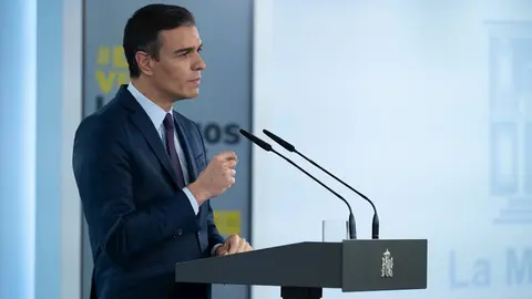 Pedro S&aacute;nchez en rueda de prensa.