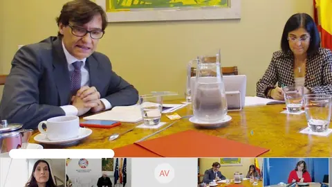 Encuentro telem&aacute;tico de la alcaldesa de Santander, Gema Igual, y otros regidores del PP con el ministro de Sanidad, Salvador Illa, y la de Pol&iacute;tica Territorial, Carolina Darias