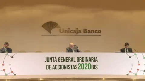 El presidente de Unicaja Banco, Manuel Azuaga, en la junta general de accionistas celebrada el 28 de octubre de 2020.