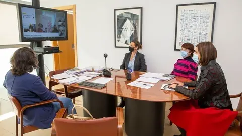 La consejera de Presidencia Paula Fern&aacute;ndez, en la reuni&oacute;n por videoconferencia