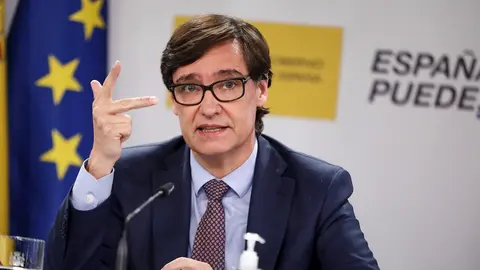 El ministro de Sanidad, Salvador Illa, comparece en rueda de prensa para detallar el proyecto de PGE 2021 correspondientes a Sanidad, en Moncloa, Madrid (Espa&ntilde;a), a 30 de octubre de 2020.