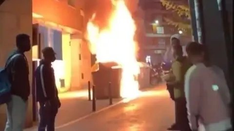 Captura de v&iacute;deo difundido por redes sociales de los disturbios en Santander