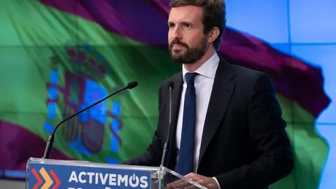 El l&iacute;der del PP, Pablo Casado, preside la reuni&oacute;n del Comit&eacute; Ejecutivo del PP que se ha celebrado v&iacute;a telem&aacute;tica. En Madrid, 3 de noviembre de 2020.