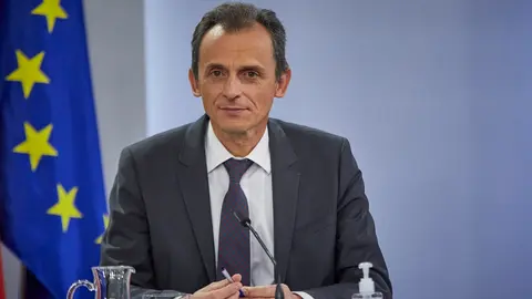 El ministro de Ciencia e Innovaci&oacute;n, Pedro Duque, durante la rueda de prensa posterior al Consejo de Ministros