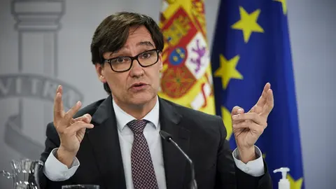 El ministro de Sanidad, Salvador Illa, ofrece una rueda tras la reuni&oacute;n del Consejo Interterritorial del Sistema Nacional de Salud en el Complejo de la Moncloa en Madrid a 11 de noviembre de 2020.