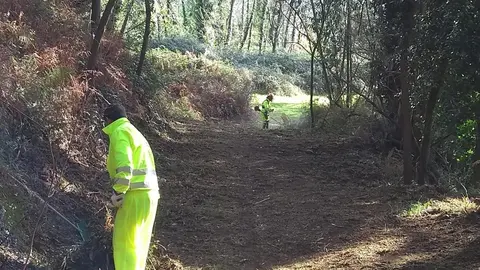 Tareas de limpieza y desbroce en zonas de inter&eacute;s medioambiental de Camargo