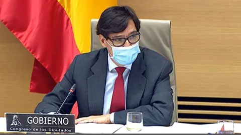 El ministro de Sanidad, Salvador Illa, en su comparecencia en la Comisi&oacute;n de Sanidad y Consumo del Congreso de los Diputados para informar sobre la evoluci&oacute;n de la pandemia de COVID-19 en Espa&ntilde;a, a 26 de noviembre de 2020.