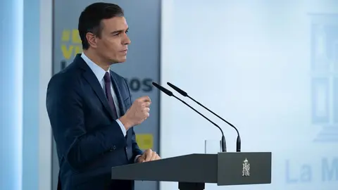 Pedro S&aacute;nchez en rueda de prensa.