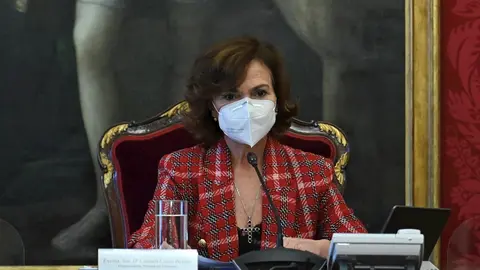 La vicepresidenta primera, Carmen Calvo, en el Consejo de Estado