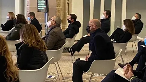 El coordinador de Cs Cantabria, F&eacute;lix &Aacute;lvarez, en el acto de presentaci&oacute;n del plan 'Espa&ntilde;a Puede' por parte de Pedro S&aacute;nchez