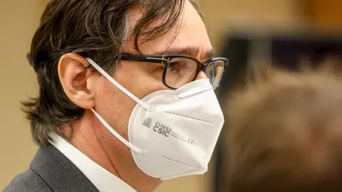 El ministro de Sanidad, Salvador Illa, durante la presentaci&oacute;n de la campa&ntilde;a publicitaria del Ministerio de Sanidad para esta Navidad, en Madrid (Espa&ntilde;a), a 7 de diciembre de 2020.