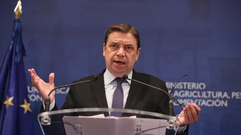 El ministro de Agricultura, Pesca y Alimentaci&oacute;n, Luis Planas ofrece una rueda de prensa en la sede del Ministerio,  