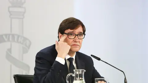 El ministro de Sanidad, Salvador Illa, durante la rueda de prensa ofrecida desde la Secretar&iacute;a de Estado de Comunicaci&oacute;n, en Madrid (Espa&ntilde;a), a 18 de diciembre de 2020.