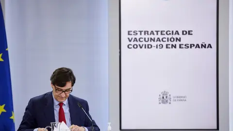 El ministro de Sanidad, Salvador Illa, en una rueda de prensa posterior al Consejo de Ministros celebrado en Moncloa, Madrid (Espa&ntilde;a), a 24 de noviembre de 2020. 
