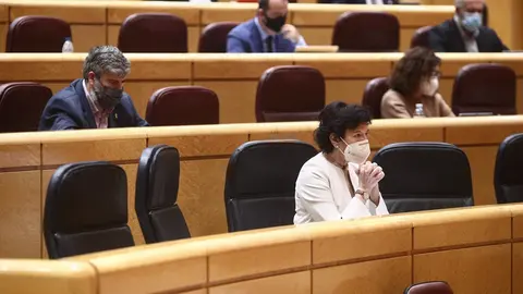 La ministra de Educaci&oacute;n, Isabel Cela&aacute; durante una sesi&oacute;n plenaria en el Senado, en Madrid (Espa&ntilde;a), a 23 de diciembre de 2020. El Senado cierra este a&ntilde;o 2020 con el pleno de hoy, en el que se debate y vota el proyecto de ley de reforma educativa conocida