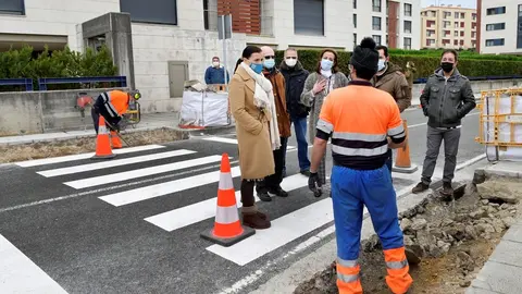 Obras en una calzada de Santander