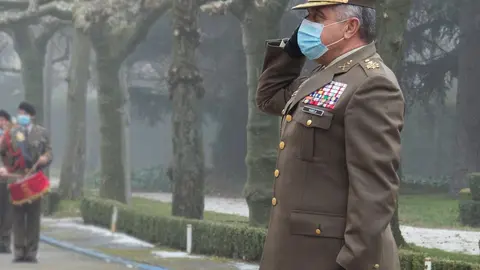 Juan Carlos Gonz&aacute;lez, en la toma de posesi&oacute;n como representante del Ej&eacute;rcito de Tierra en Castilla y Le&oacute;n y Cantabria y jefe de la Divisi&oacute;n San Marcial