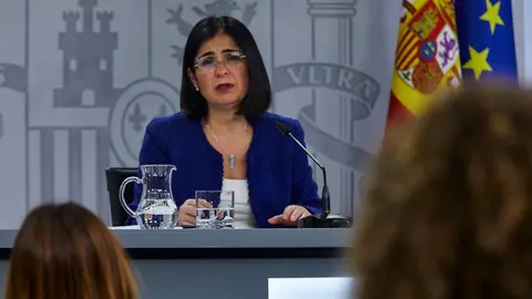 La ministra de Sanidad, Carolina Dariascomparece en rueda de prensa tras presidir la reuni&oacute;n del Consejo Interterritorial del Sistema Nacional de Salud, en el Complejo de la Moncloa, Madrid, (Espa&ntilde;a), a 28 de enero de 2021.