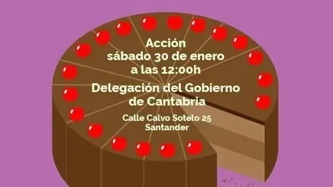 Cartel anunciador del "reparto simb&oacute;lico" en Santander de la 'tarta' de los fondos europeos