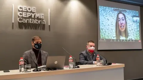 9:30.- CEOE-CEPYME, calle 3 de noviembre, Santander. La consejera de Econom&iacute;a y Hacienda, Mar&iacute;a S&aacute;nchez, participa en las Jornadas &ldquo;C&oacute;mo poner los datos a trabajar para tu empresa&rdquo;. &copy; Gonzalo Rogina 9 de febrero de 2021