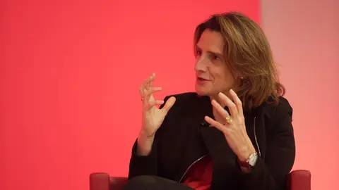 La vicepresidenta cuarta y ministra para la Transici&oacute;n Ecol&oacute;gica y el Reto Demogr&aacute;fico, Teresa Ribera, interviene durante un acto telem&aacute;tico del PSC en Barcelona, Catalunya (Espa&ntilde;a), a 4 de febrero de 2021.